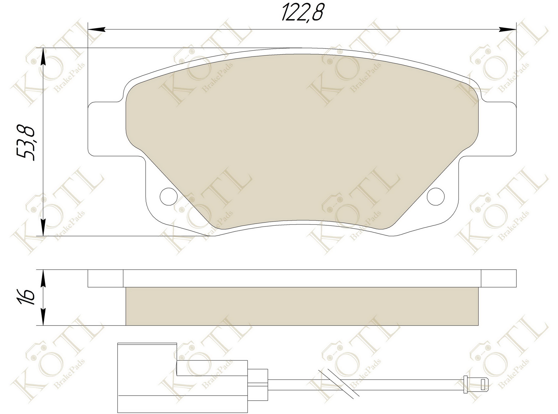 KOTL - Колодки тормозные FORD TRANSIT 06- задние с датчиком