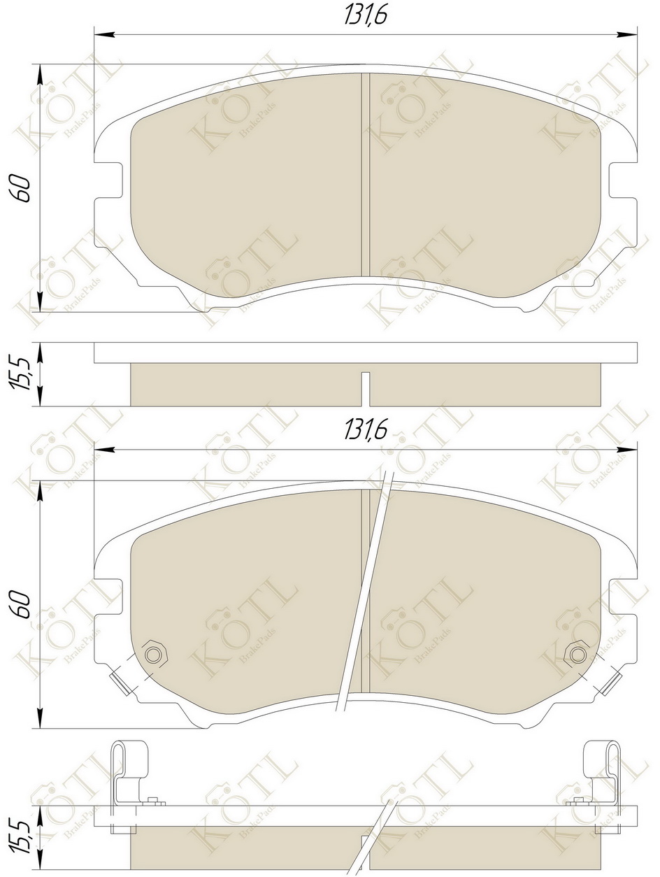 KOTL - Колодки тормозные HYUNDAI TUCSON/KIA SPORTAGE 04- передние
