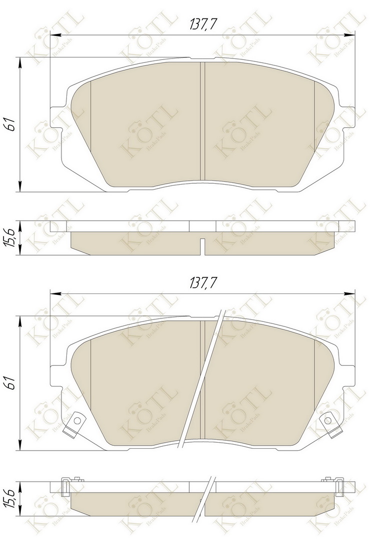 KOTL - Колодки тормозные HYUNDAI(ix35)-перед; KIA(CARENS, SPORTAGE)