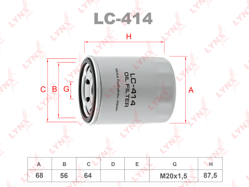 LYNXauto - Фильтр масляный MITSUBISHI RVR/Carisma 1.6-1.8 95-06/Galant 2.0-2.5 00-04/Lancer 1.3-1.8D 03> / Pajero 2.4 91-00