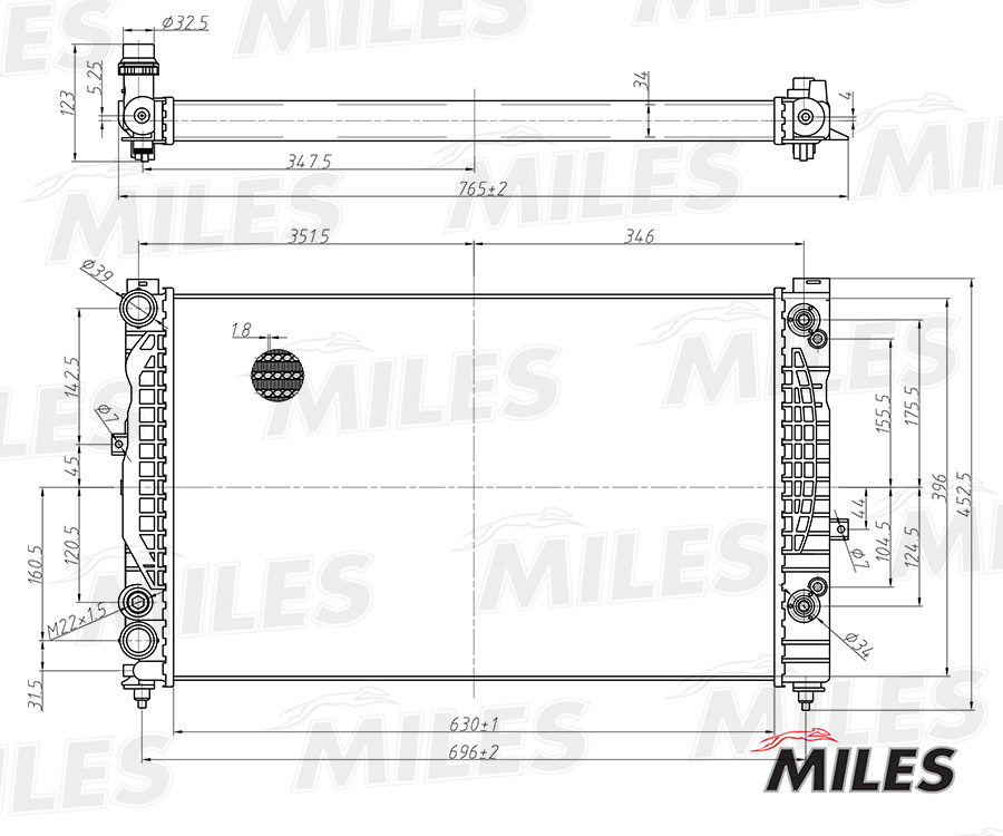 Miles - Радиатор AUDI A4 1.6-2.3/1.9TD 95-