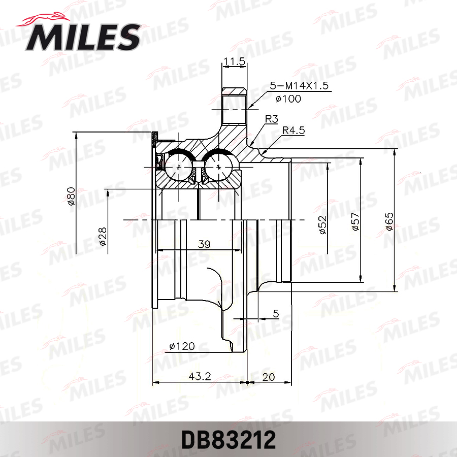 MILES - Ступица с подшипником задняя, SKODA RAPID 12-/VWPOLO SEDAN (RUS) 09-.
