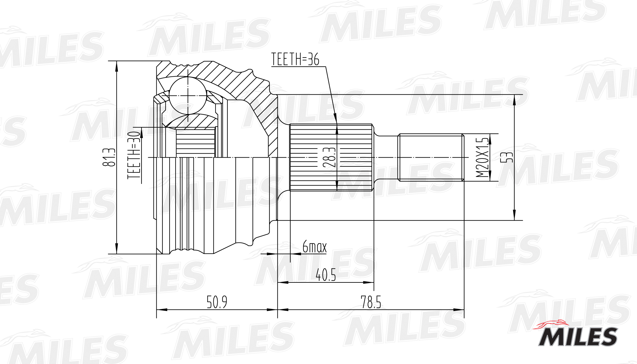 MILES - ШРУС AUDI A3/VW G4/SKODA OCTAVIA 1.4-1.9D 96-05 нар.