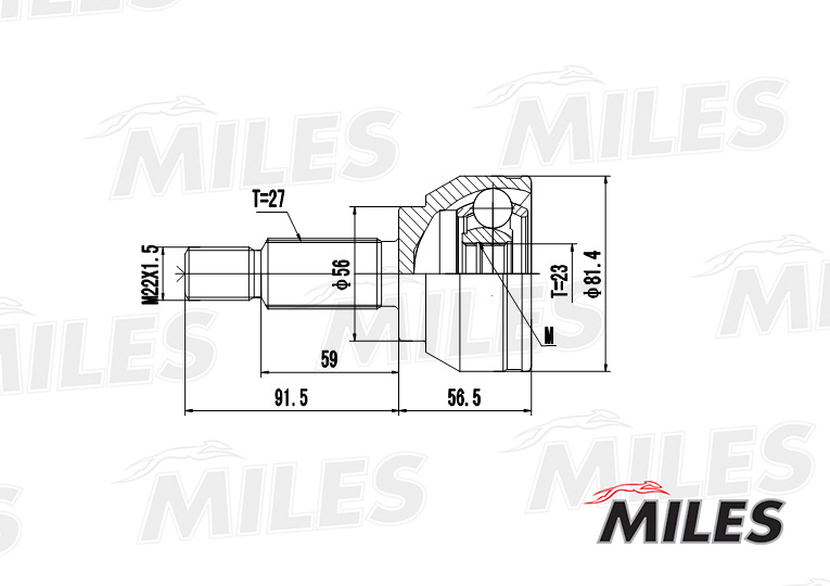 Miles - ШРУС FORD MONDEO 1.8/2.0 00-07 нар.(-ABS)