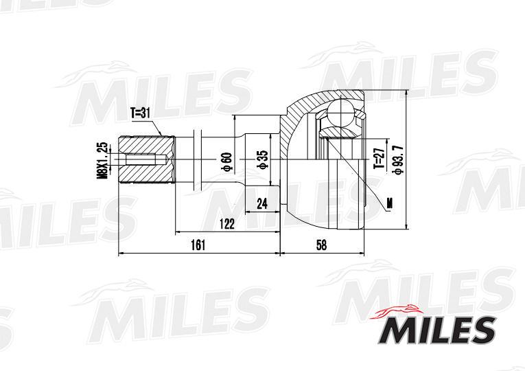 Miles - ШРУС NISSAN PATROL GR 2.8D-4.2 88-97 нар.
