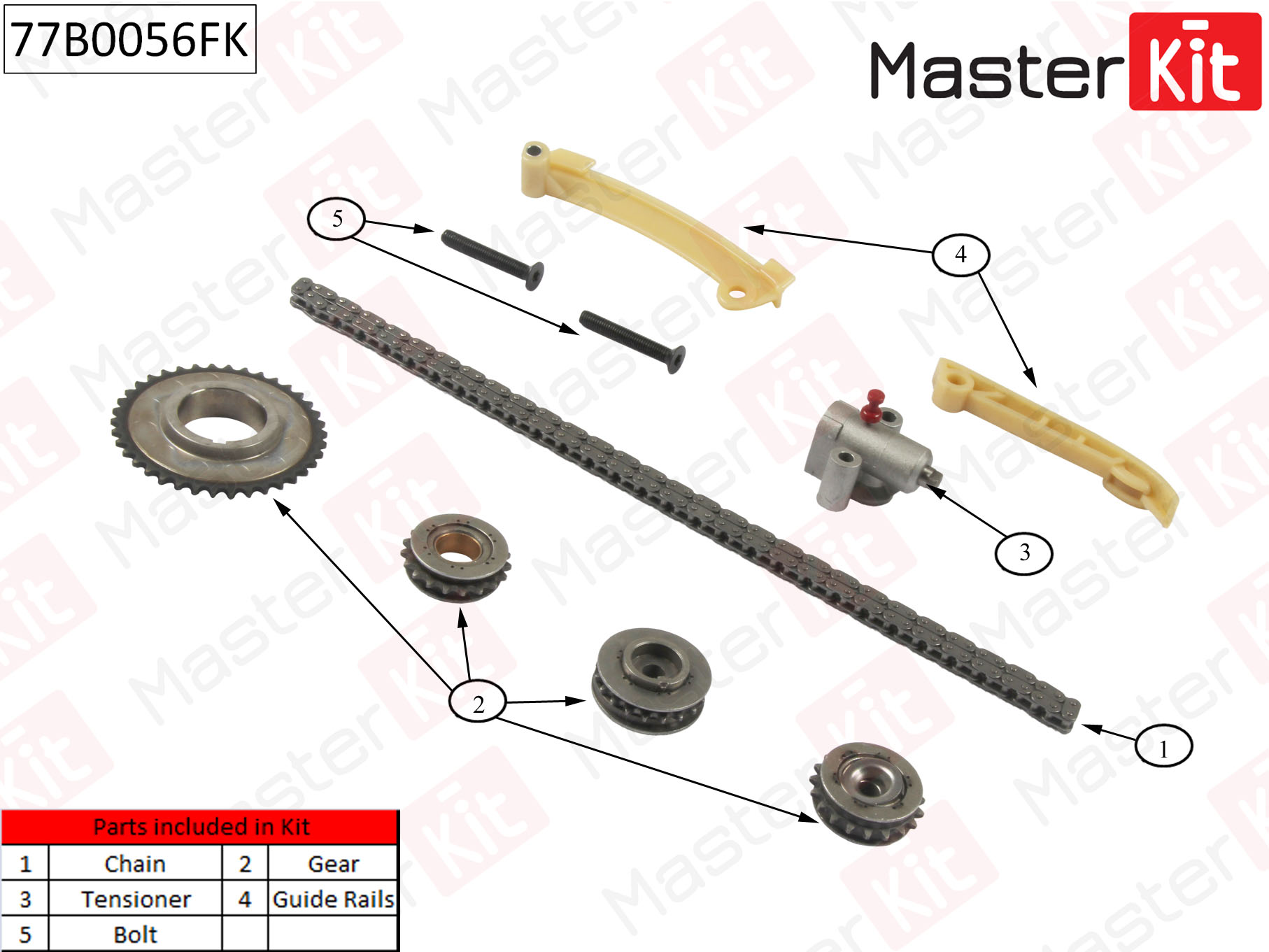 MASTERKIT - 77B0056FK Комплект цепи ГРМ Saab 9-3/9-5 2.0-2.3 B203/B235/B205E 97-02