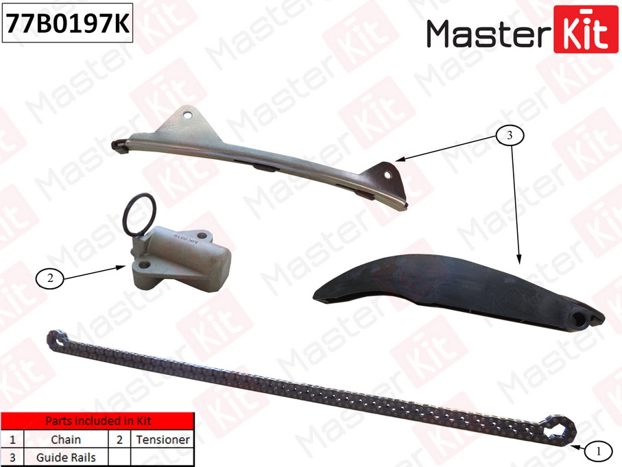 MASTERKIT - 77B0197K Комплект цепи ГРМ Hyundai/Kia I30/I40/TUCSON G4NA 2015-