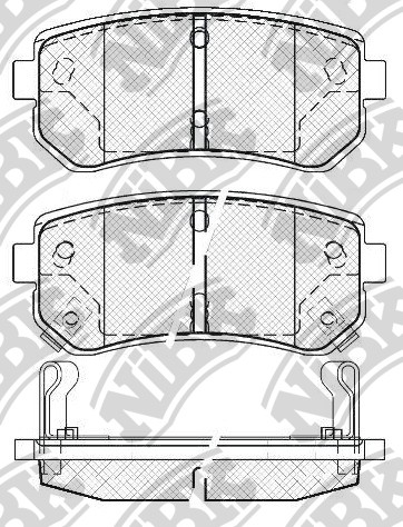 NiBK - Колодки тормозные дисковые задние KIA SPORTAGE 2.0 2008 - ; HYUNDAI ACCENT 1.5 2005 - 2010; KIA RIO 1.4 200