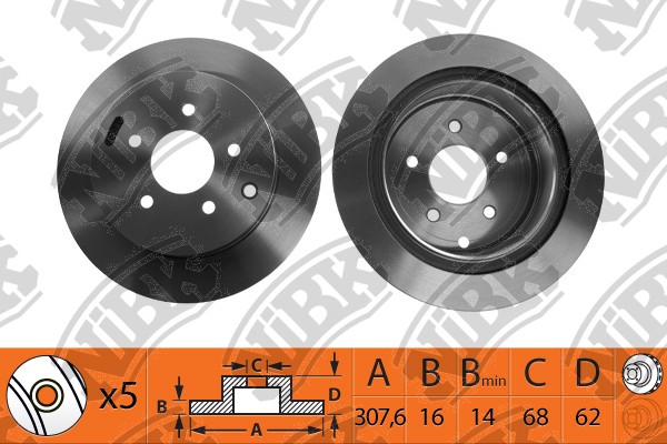 NiBK - Диск тормозной NISSAN MURANO 3.5 2003 - 2008; INFINITI QX60 3.5 2012 - ; INFINITI Q50 2.0 2014 -