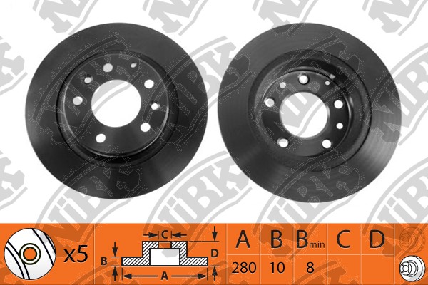 NiBK - Диск тормозной MAZDA 6 2.0 2007 - ; MAZDA 6 2.0 2008 - ; MAZDA 6 2.0 2005 - 2007