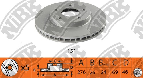 NiBK - Диск тормозной MITSUBISHI LANCER 1.8 2008 - ; MITSUBISHI LANCER 1.5 2008 - ; MITSUBISHI LANCER 1.6 2