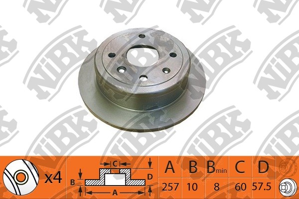 NiBK - Диск тормозной CHEVROLET LACETTI 1.6 2005 - ; CHEVROLET LACETTI 1.4 2005 - ; DAEWOO GENTRA 1.5 2013