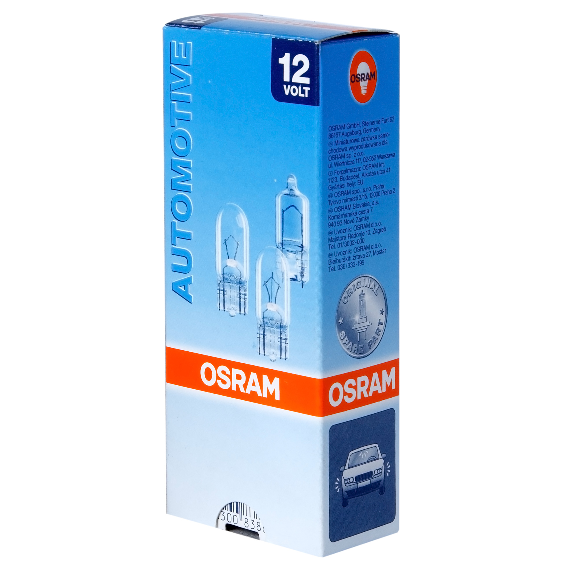 OSRAM - Лампа 2821 W3W 12V (3W) W2,1x9,5d стеклянный цоколь