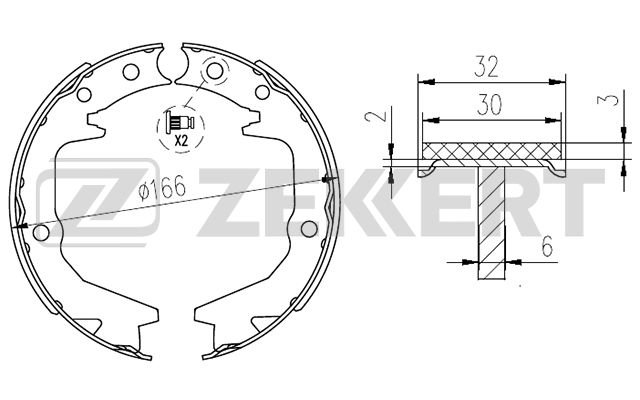 ZEKKERT - Колодки торм. бараб. задн. Mitsubishi Galant V-VI 92-, Eclipse I-II 91-, Lancer V,VII,IX 92-, Outlander 03-, Pajero Pinin 99-