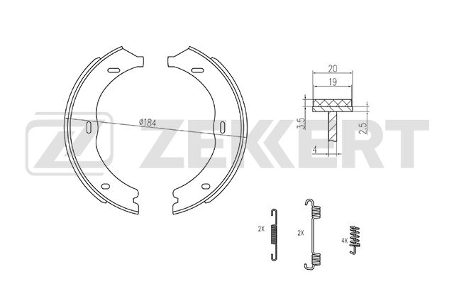 ZEKKERT - Колодки торм. бараб. задн. с уст. компл. MB V-Class (W447) 14-, Viano (W639) 03-, Vito (W639) 03-, Vito Mixto (W447) 14-
