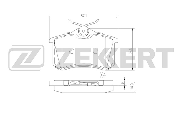 ZEKKERT - Колодки торм. диск. задн. Audi A4 III 00-, A6 II 97-, VW Golf II-IV 83-, Passat II-IV 84-, Polo III 95-