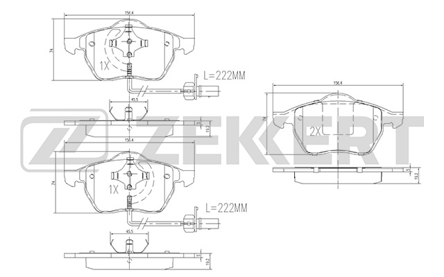ZEKKERT - Колодки торм. диск. передн. с датчиком Audi A4 I-III 95-, A6 I-III 95-, Skoda Superb (3U4) 01-, VW Golf IV 00-, Passat V 96-