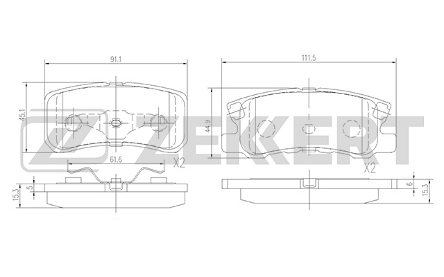 ZEKKERT - Колодки торм. диск. задн. Mitsubishi Lancer X 08-, Outlander II 06-, Pajero III, IV 00-, Peugeot 4007 07-