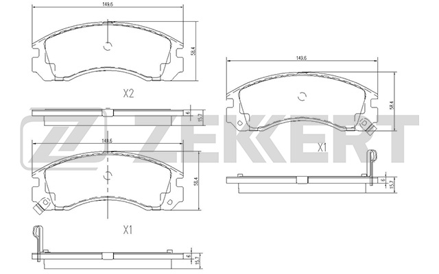 ZEKKERT - Колодки торм. диск. передн. Citroen C-Crosser 07-, Peugeot 4007 07-, Mitsubishi  Outlander I-II 04-, Lancer X 07-, Pajero I-III 89-