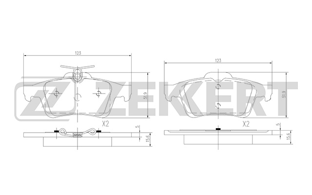 ZEKKERT - Колодки торм. диск. задн. Ford Focus III 11-, Nissan Primera (P12) 00-, Renault Megane II 04-