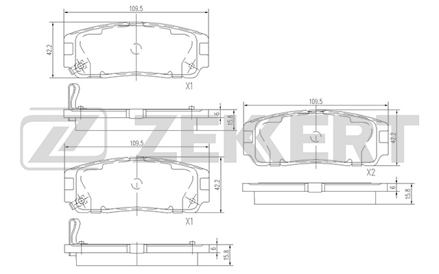 ZEKKERT - Колодки торм. диск. задн. Great Wall Hover 05-, Hover H1/H2 05-, Hover H5 10-, Opel Frontera A,B II 92-, Monterey A,B II 91-