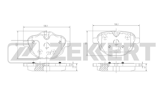 ZEKKERT - Колодки торм. диск. задн. BMW 5 (F10,F11) 10-, X3 (F25) 10-, X4 (F26) 14-, Z4 Roadster (E89) 09-