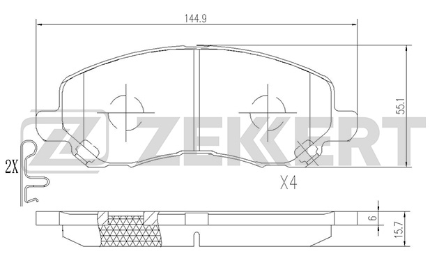 ZEKKERT - Колодки торм. диск. передн. Citroen C4 Aircross 12-, Dodge Caliber 06-, Mitsubishi ASX 10-, Outlander I-III 03-, Peugeot 4008 12-