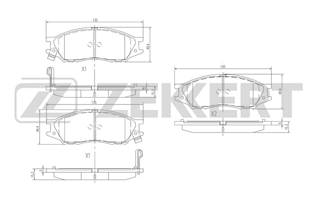 ZEKKERT - Колодки торм. диск. передн. Nissan Almera Classic (B10) 06-, Almera (N16) 00-