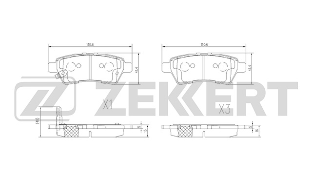 ZEKKERT - Колодки торм. диск. задн. Nissan NP300 Navara (D40) 05-, Pathfinder (R51) 05-
