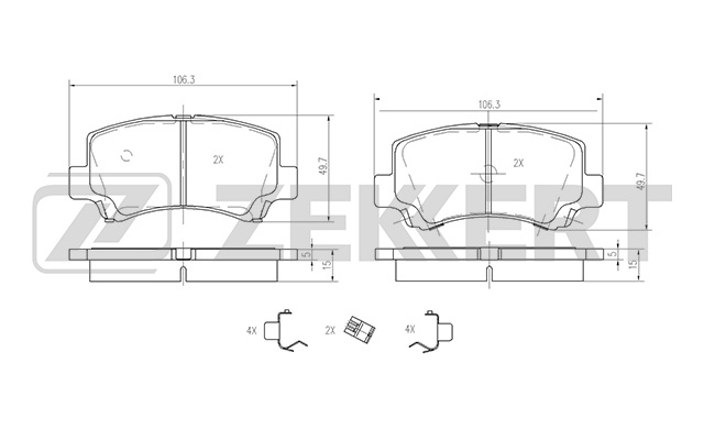 ZEKKERT - Колодки торм. диск. передн. Suzuki Wagon R+ (EM) 98-, Chery QQ6 06-
