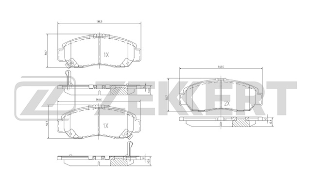 ZEKKERT - Колодки торм. диск. передн. Honda Civic VII-IX 00-, Crossroad 07-, FR-V 04-, Stream 00-