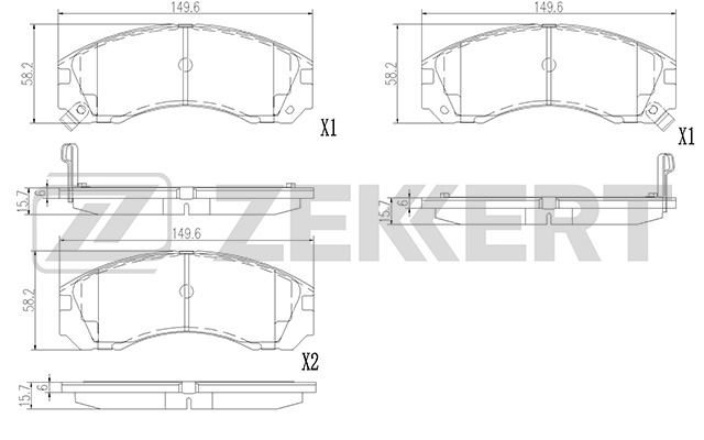 ZEKKERT - Колодки торм. диск. передн. Mitsubishi ASX 13-, Outlander I-III 03-, Pajero Sport 98-, Pajero II-III 98-, Lancer VII,XIII,X 92-