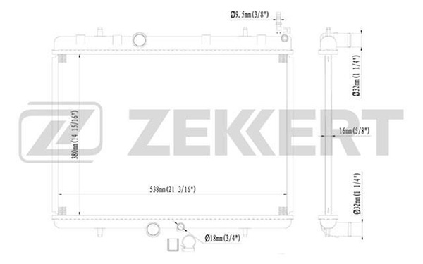ZEKKERT - Радиатор охл. дв. Citroen Berlingo 08-, C4 I, II 04-, C5 I-III 04-, DS5 11-, Peugeot 307 03-, 407 04-, Partner II 08-
