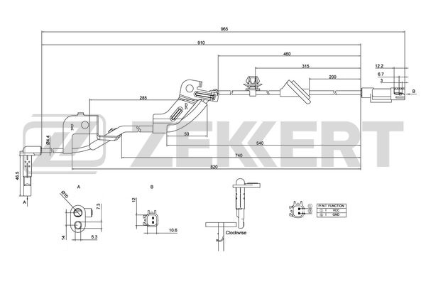 ZEKKERT - Датчик ABS задн. прав. Mitsubishi Outlander II 06-, Lancer VIII 08-
